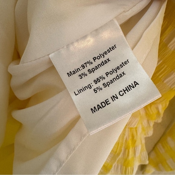 SNDYS The Label Tie Front Yellow Gingham Ruffle Mini Dress Large - Picture 6 of 11